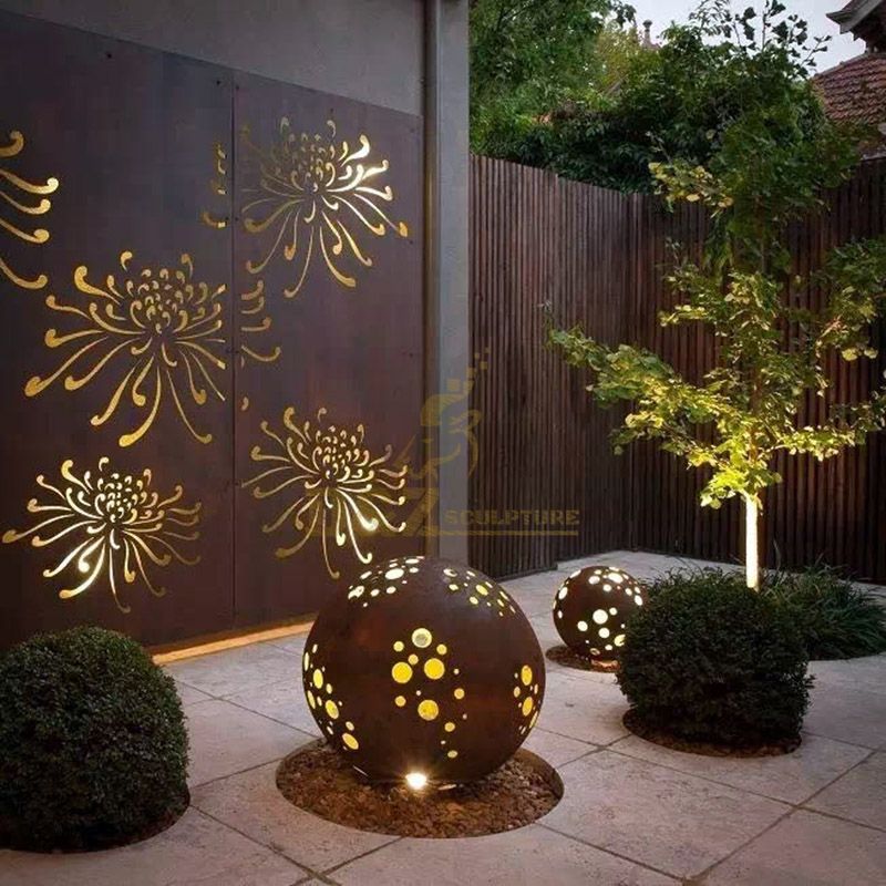 corten steel garden art