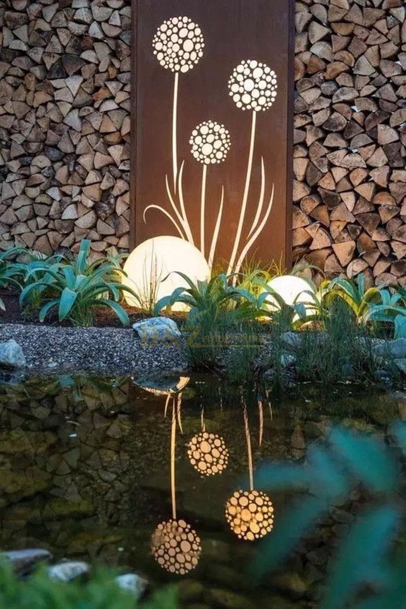 corten steel garden art