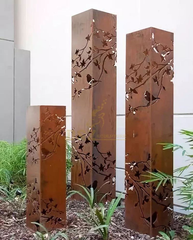 corten steel garden art