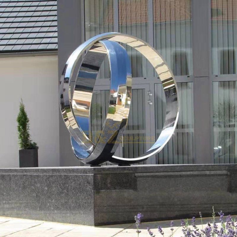 Large Modern Sculpture Stainless Steel Outdoor Rings Design Sculpture