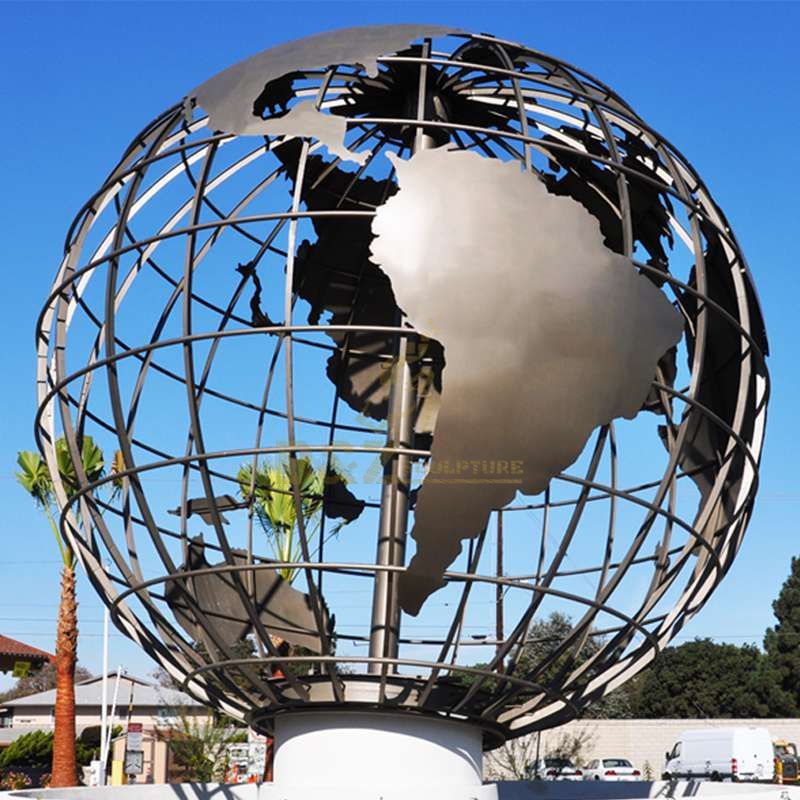 metal world globe sculpture