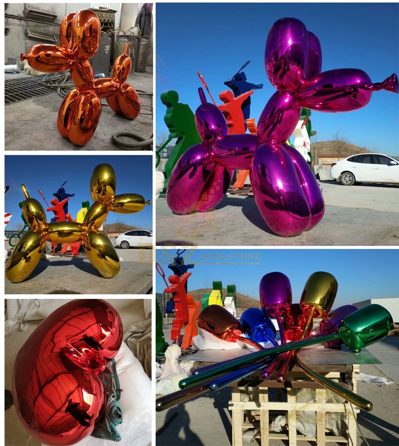 Plated metal balloon dog sculpture