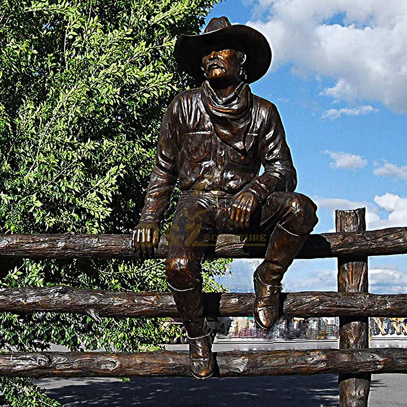 bronze cowboy sculptures with hrose