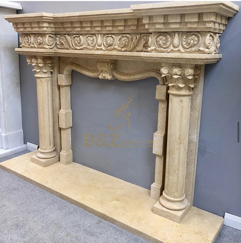 Double natural marble fireplace mantel