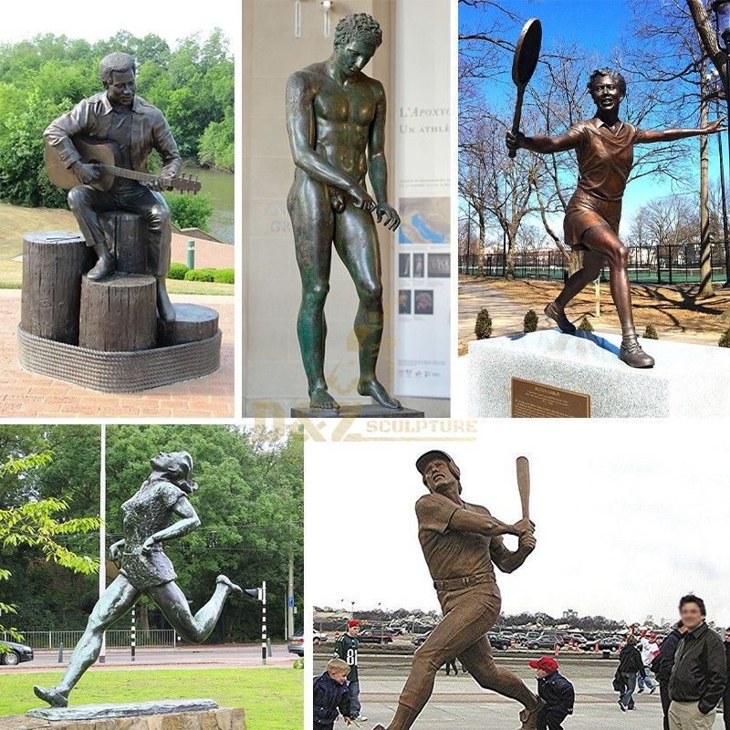 Outdoor Decoration Casting Bronze Sport Sculpture Cricket Player Statue