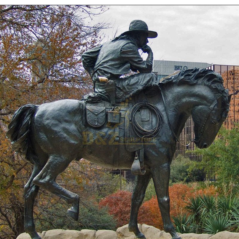 Chinese factory metal bronze cowboy sculpture