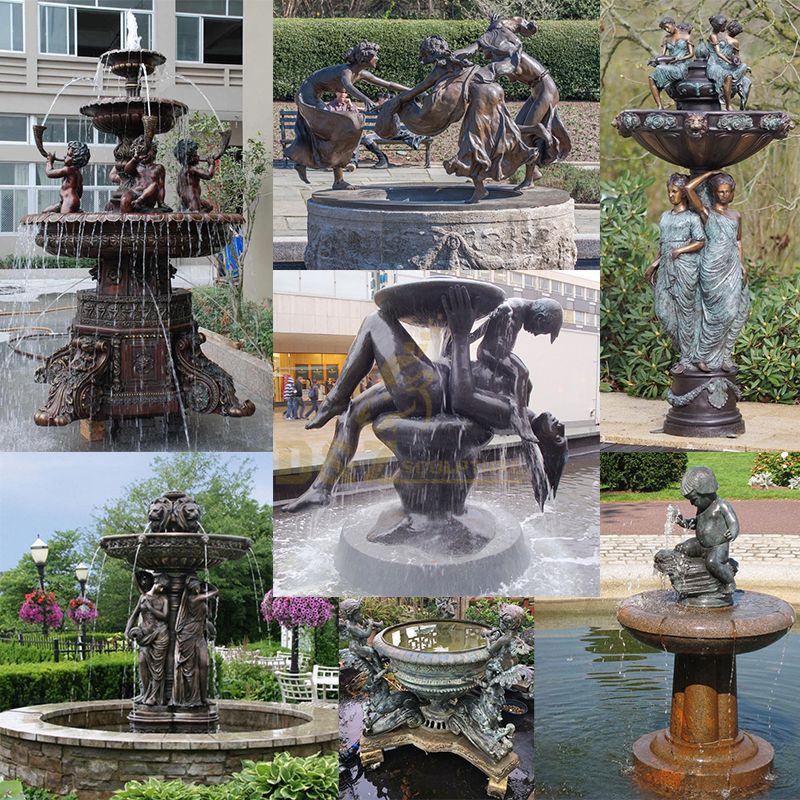 Outdoor bronze large fountain sculpture with figure statues