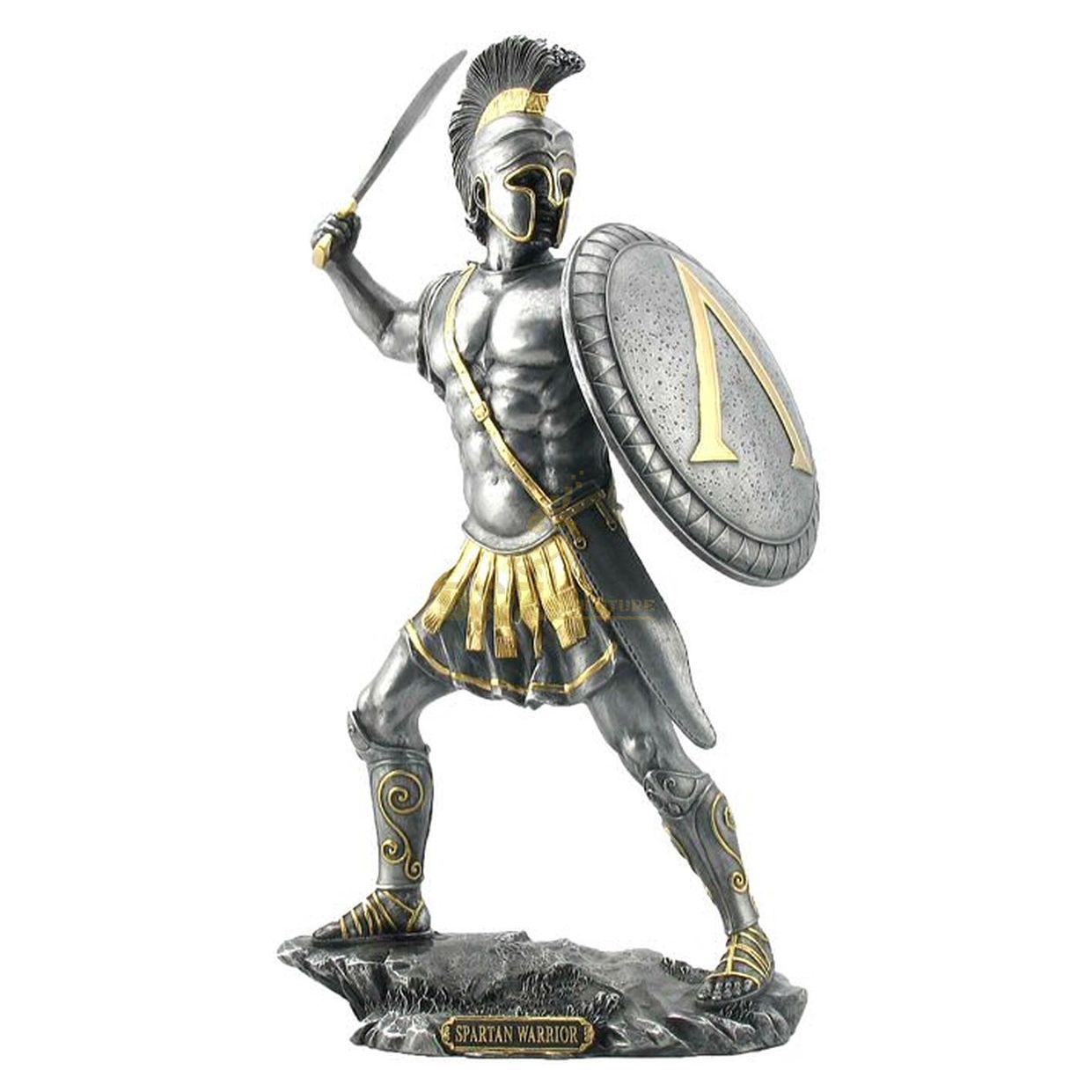 outdoor decor life size metal art casting sparta Warrior antique bronze roman soldiers statue with spear
