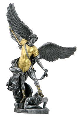 Western style Polished Bronze st michael the archangel Sculpture with sword life size winged angel Statue for sale