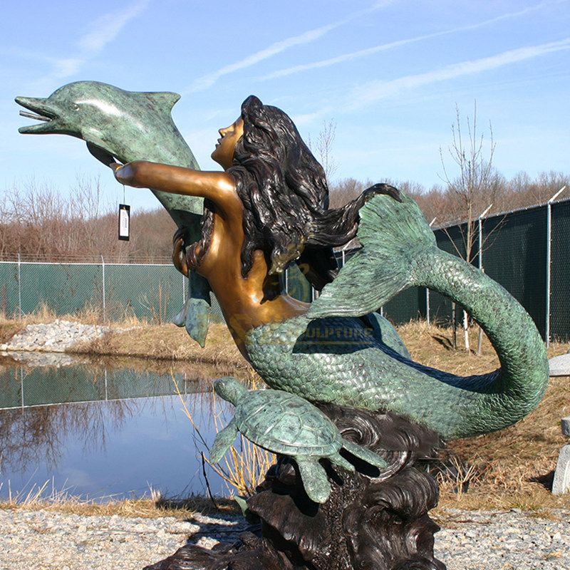 Bronze Nude Mermaid Wall Fountain Sculpture