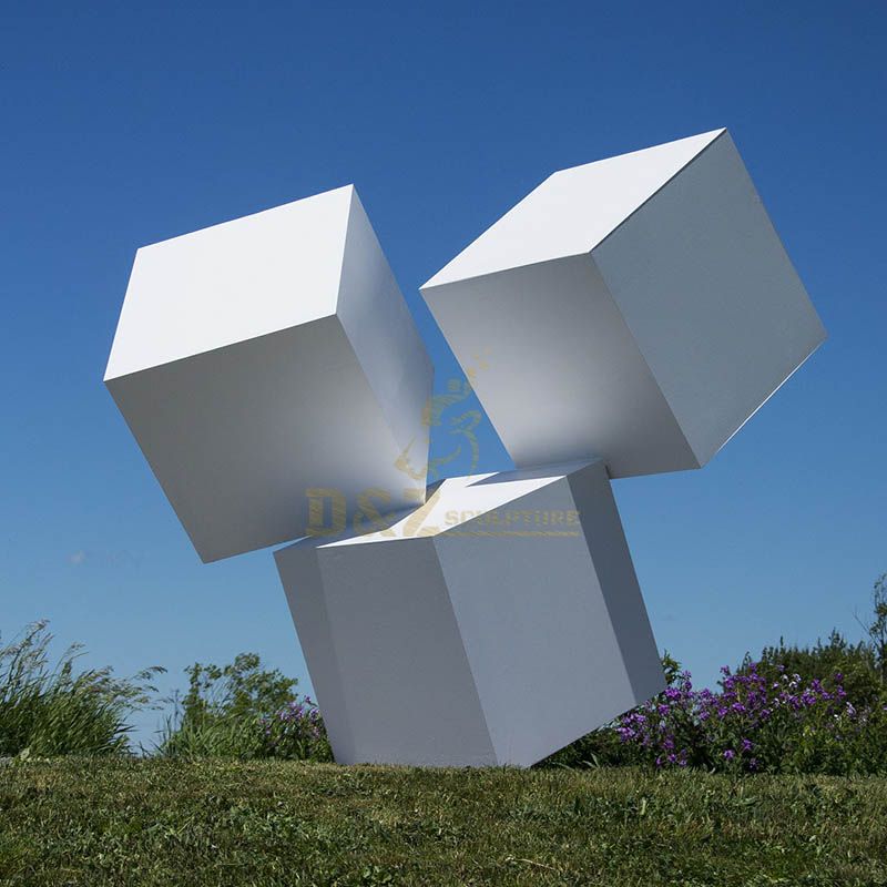 Large Modern Outdoor Stainless Steel Cube Sculpture for Decoration