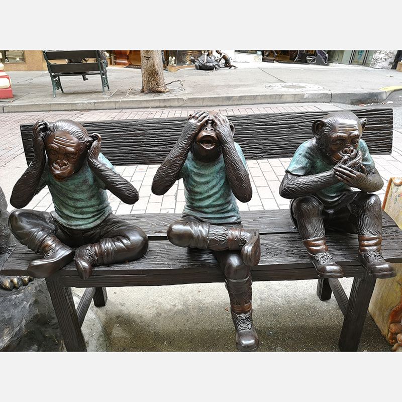 Famous design bronze three monkey sculpture