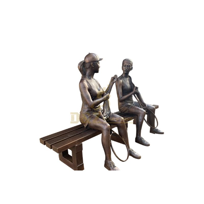 Figure Sculpture Beautiful Bronze Boy and Girl Garden Statues