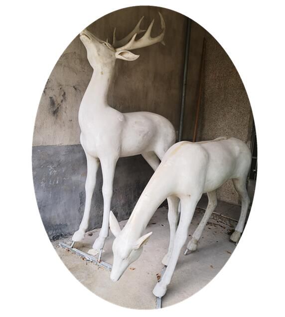 Marble Deer Garden Statue Exquisite Art Decoration For Sale