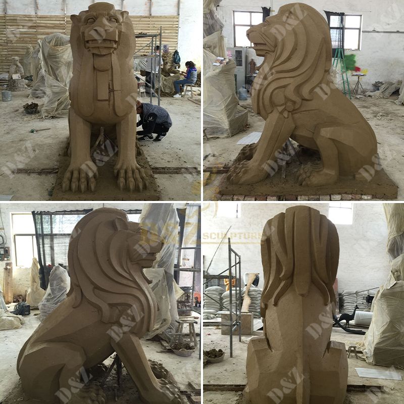 clay lion sculpture