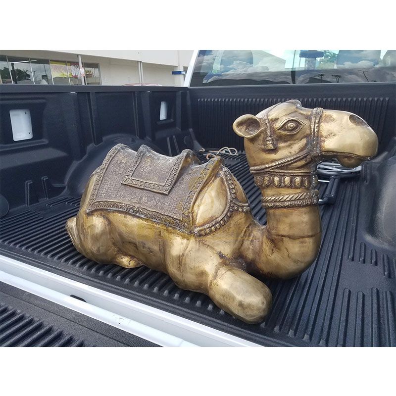 Outdoor life size vintage brass camel statue for sale