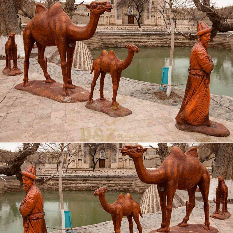 Outdoor Three Life Size Bronze Camel Sculpture