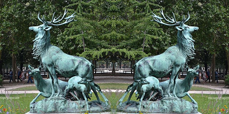 Outdoor Decoration Customized Size Shining Bronze Antelope Sculpture