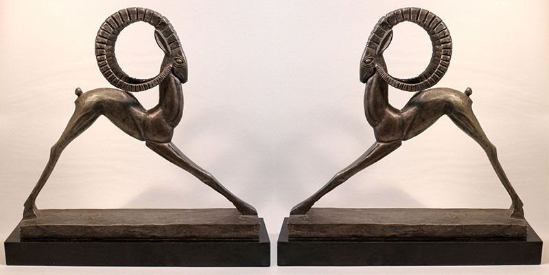 Modern animal sculpture metal bronze antelope sculpture