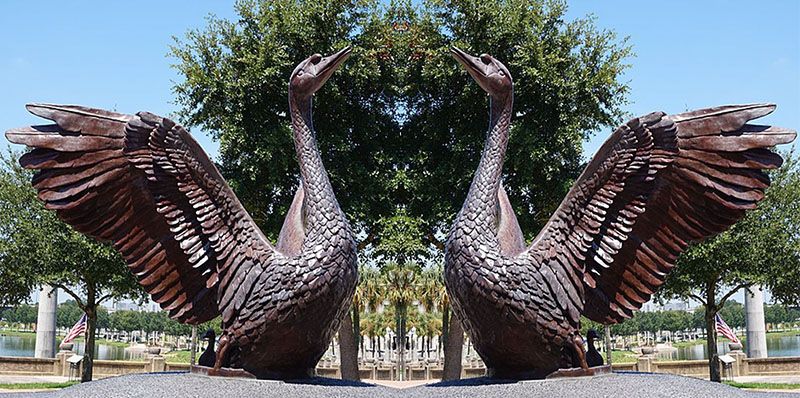 Outdoor large bronze swan garden statue for sale