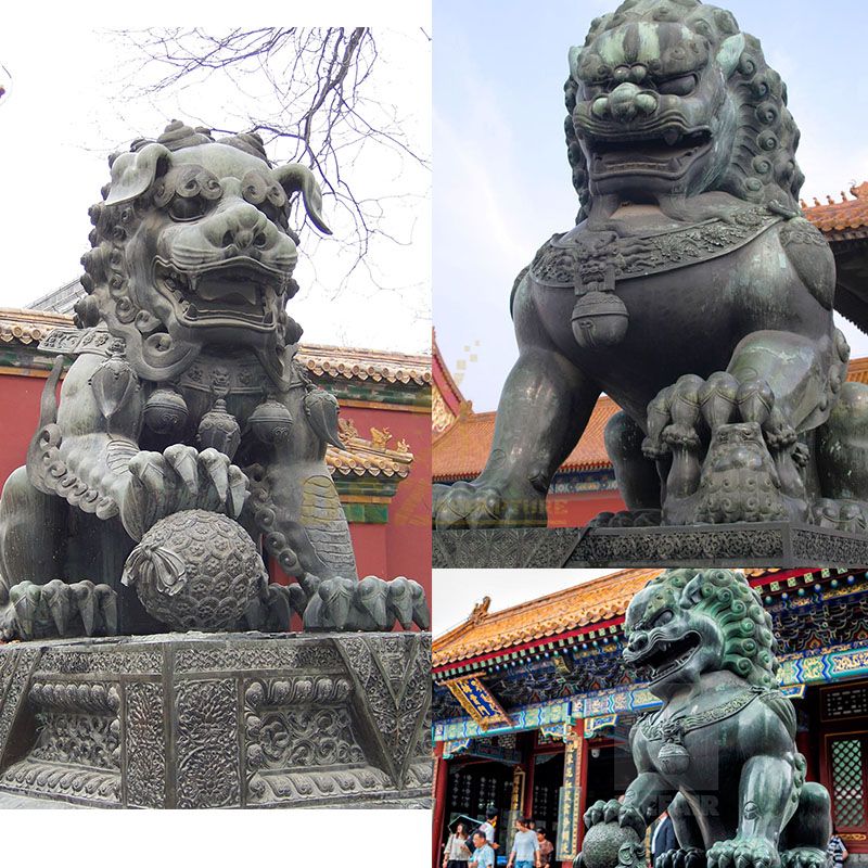 Bronze Chinese guardian lion statue for sale