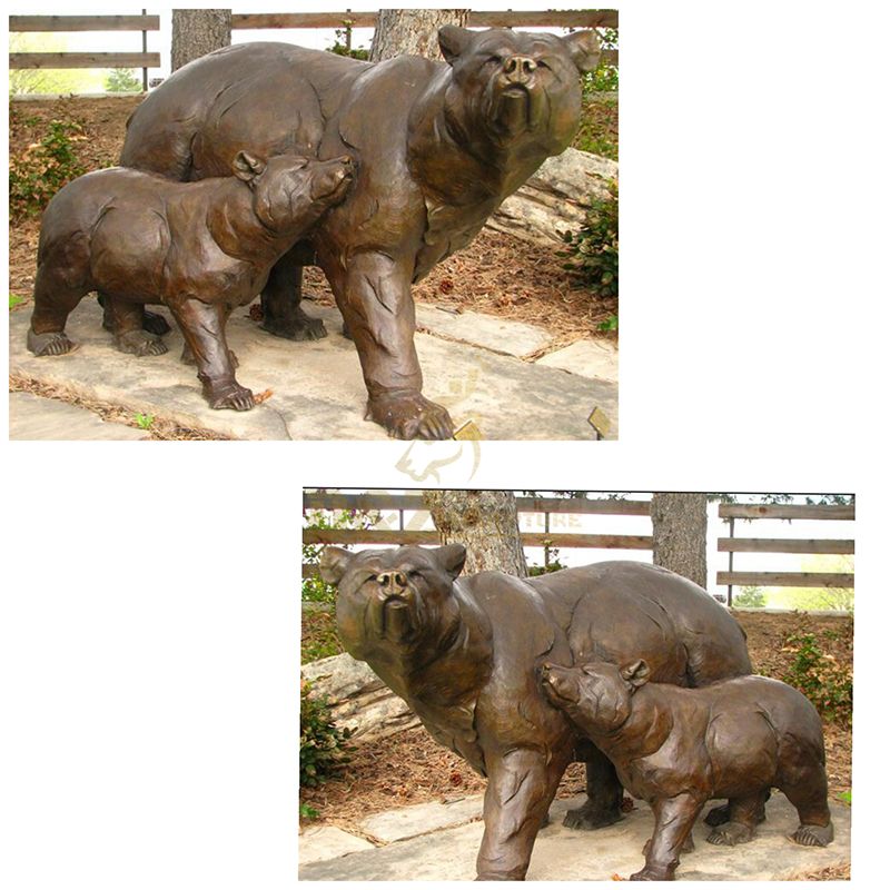 Outdoor Life Size Bronze Bear Garden Statue