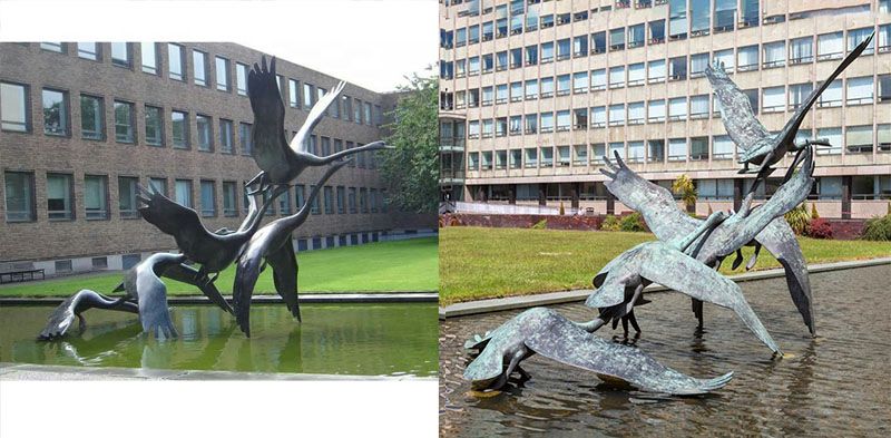 Garden bronze flying wild goose statue for pool decoration