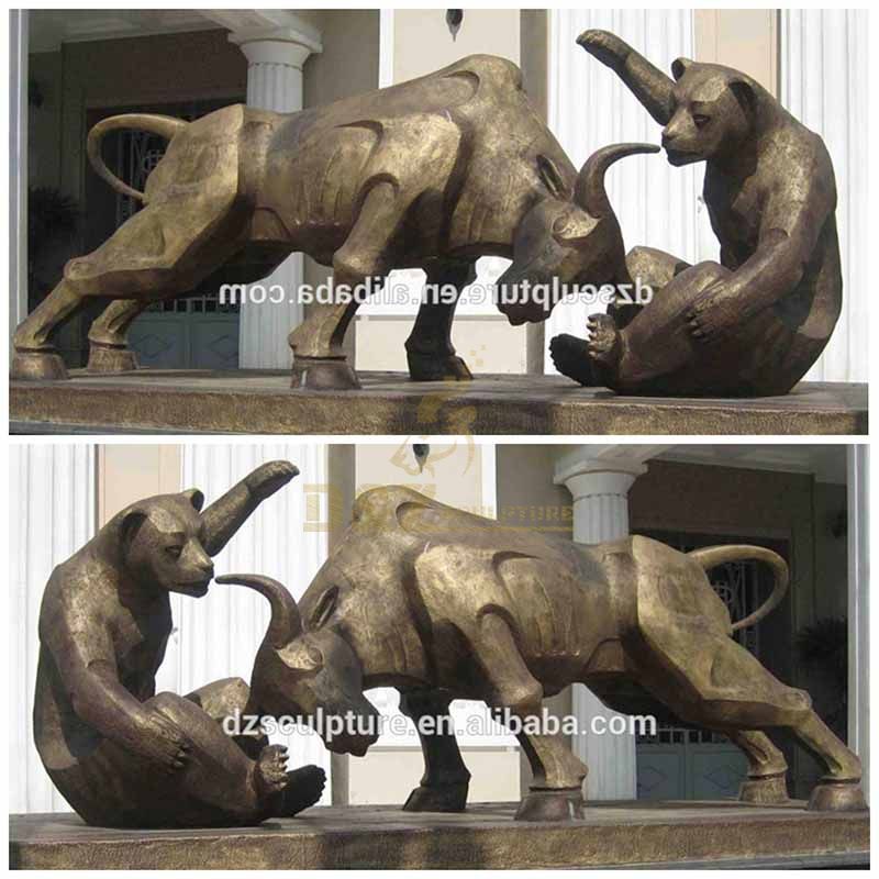 Life Size Figthing Bull and Bear Bronze Animal Statue