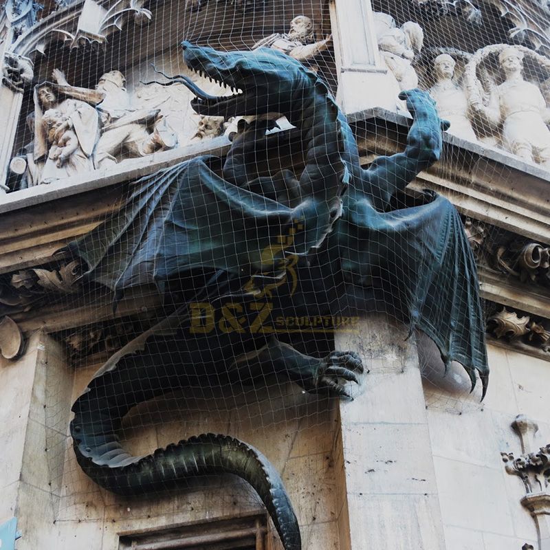 Munich giant dragon statues on the city hall