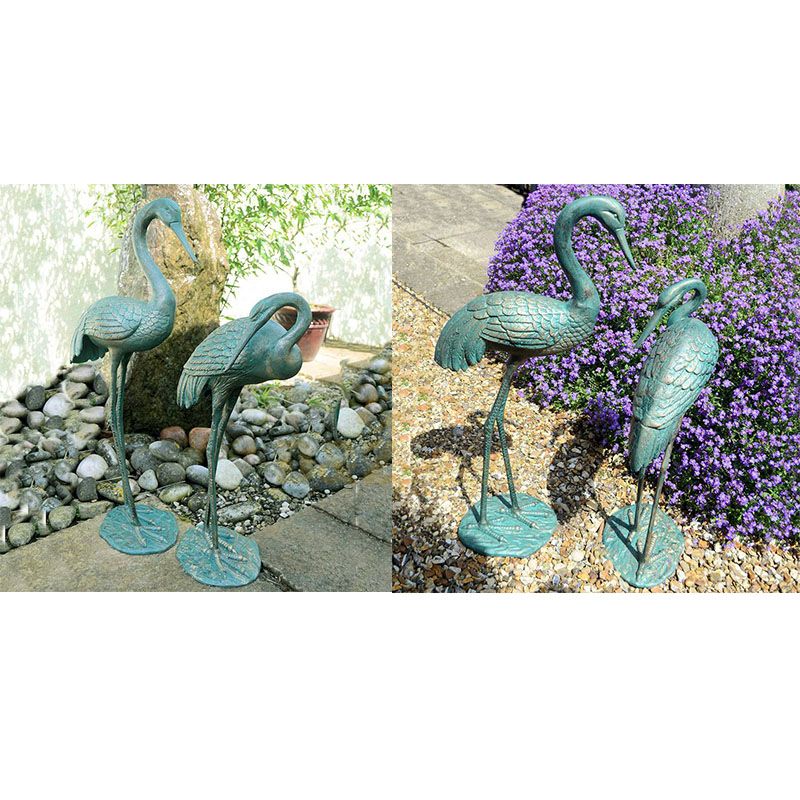 Outdoor cast aluminum crane statue for garden