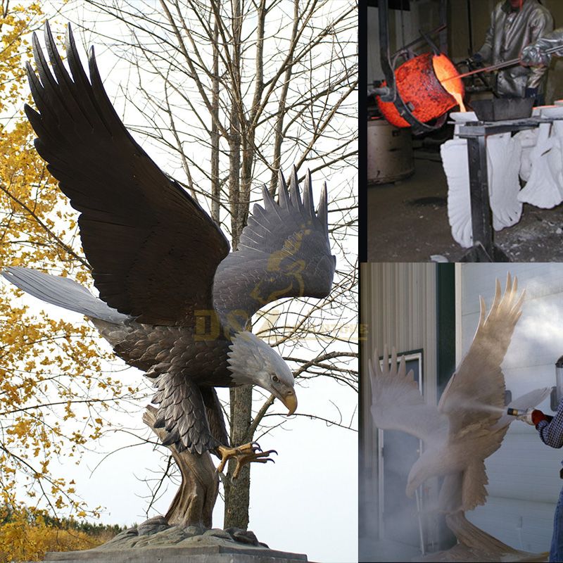 Outdoor life size bald eagle statue