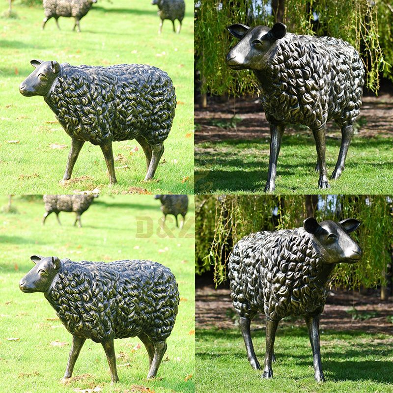 Outdoor bronze life size sheep lamb garden statue for sale