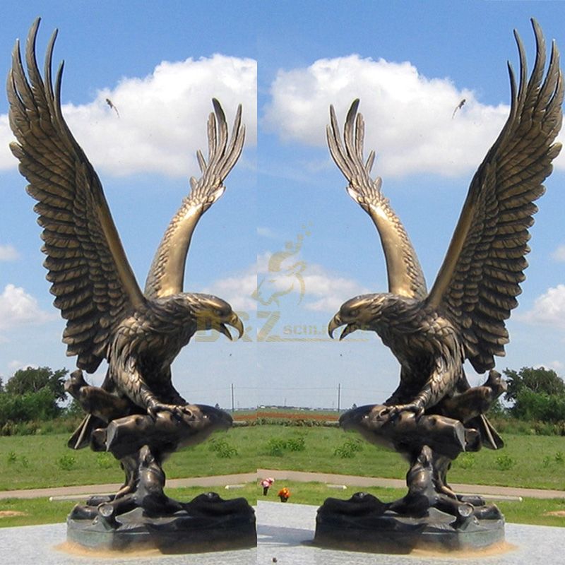 Outdoor giant vintage brass eagle garden statue for sale