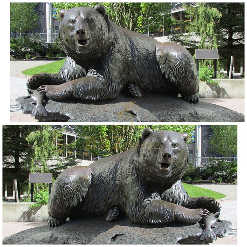 Life Size Brass Copper Polar Bear Sculpture Statue