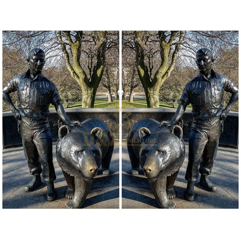Life size outdoor garden casting brass animal bear sculpture
