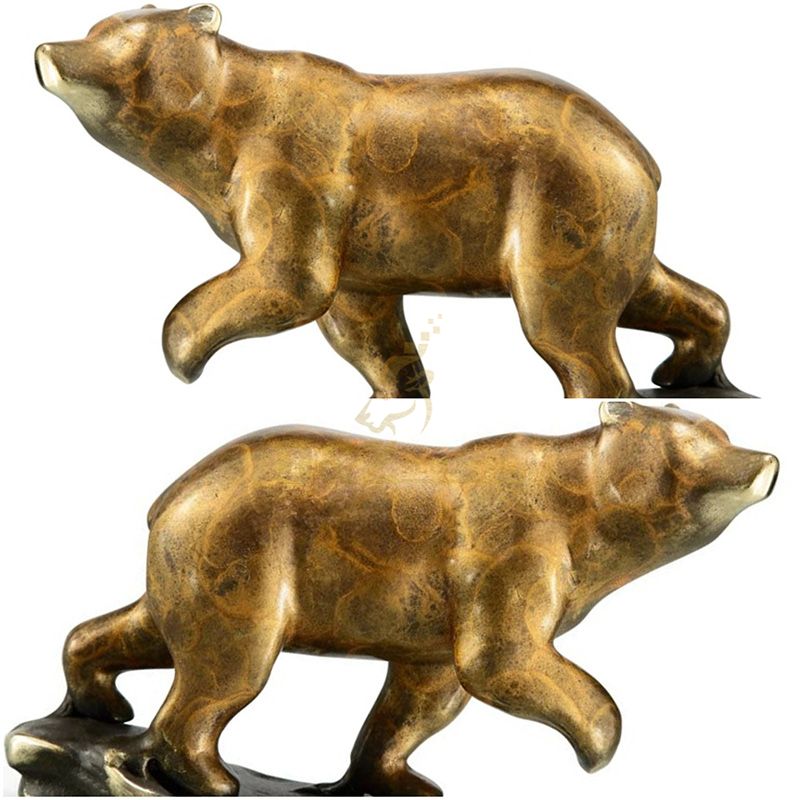 Casting grizzly bronze walking bear statue sculpture for decoration