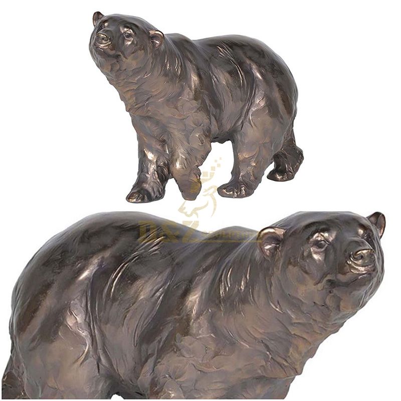 Life size wild bronze animal bear sculpture for park decoration