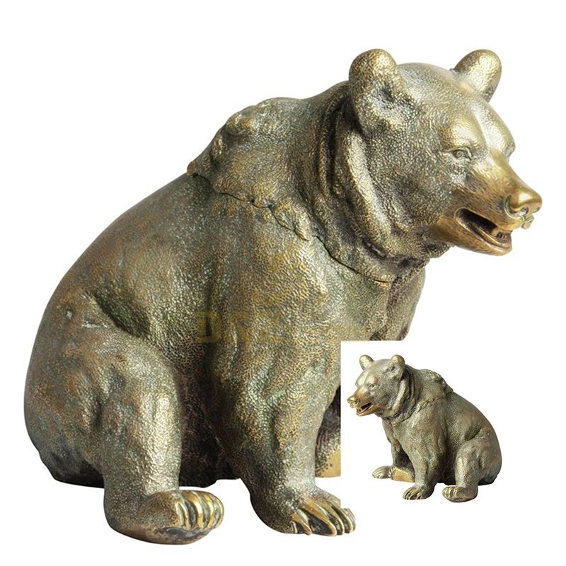 Outdoor decoration life size antique bronze bear statue