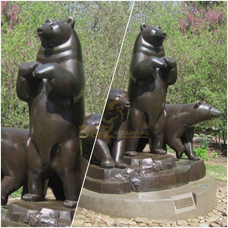 Garden life size bronze bear statue cute animals sculpture