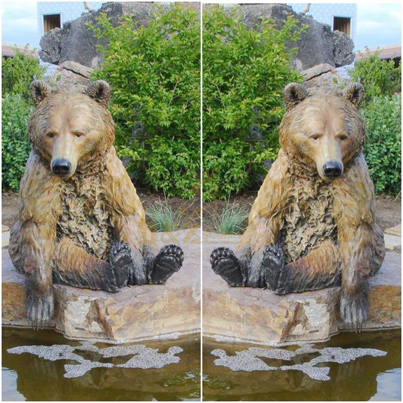 Outdoor Bronze Bear Sitting Antique Bronze Animal Sculpture