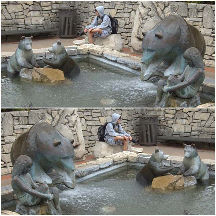 Popular Design Garden Decor Statue Bronze Bear Fountain Sculpture