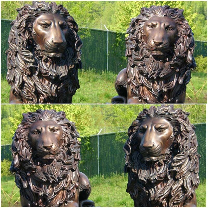 Large life size bronze lions statue on sale