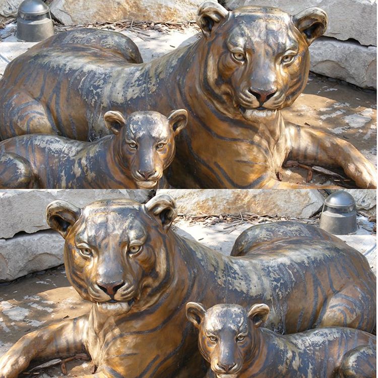 Hot Selling Garden Outdoor Life Size Copper Bronze Tiger Sculpture