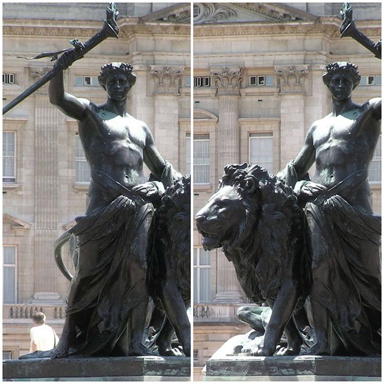 Outdoor park roman figure bronze lion sculpture animal decoration
