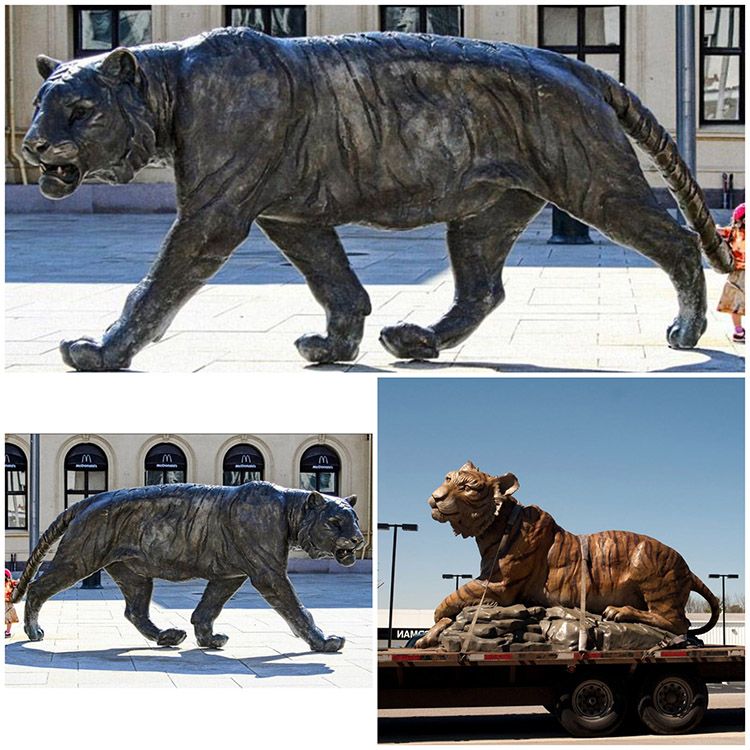 Art Animal Statue Life size Modern Bronze Tiger Sculpture