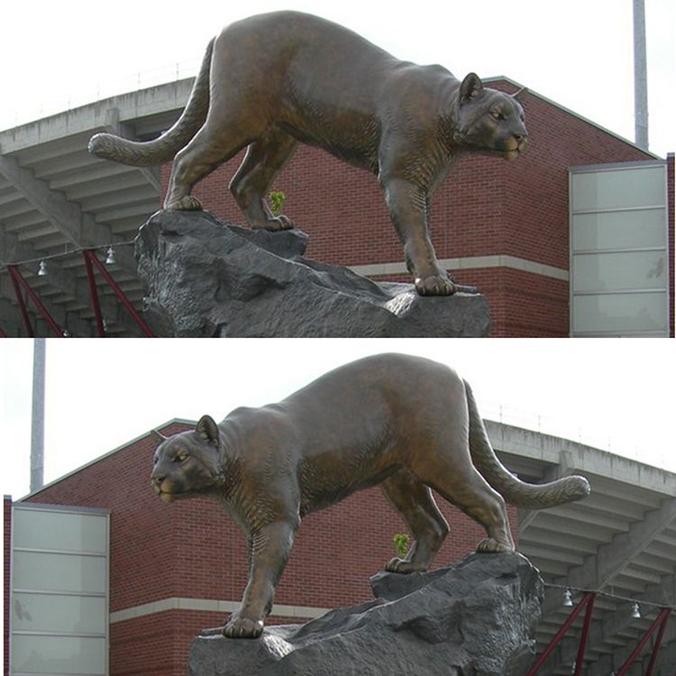 Bronze Panther Statue Copper Leopard Garden Sculpture