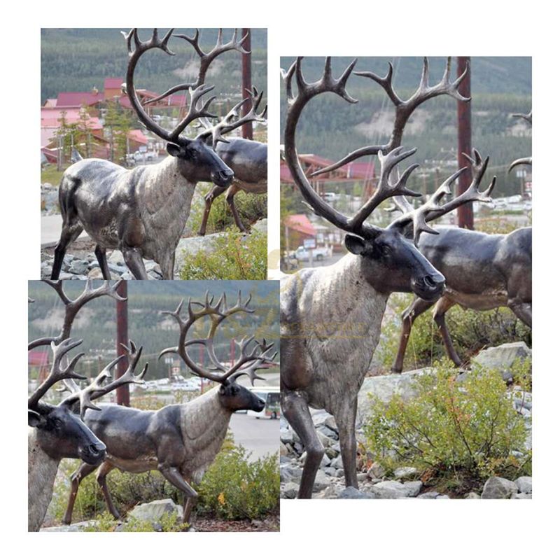 Outdoor metal animal decoration custom garden bronze reindeer sculpture for sale