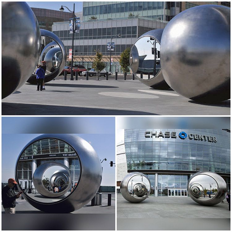 Outdoor large stainless steel abstract ball sculpture