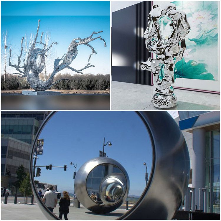 Outdoor hollow stainless steel water drop spray sculpture