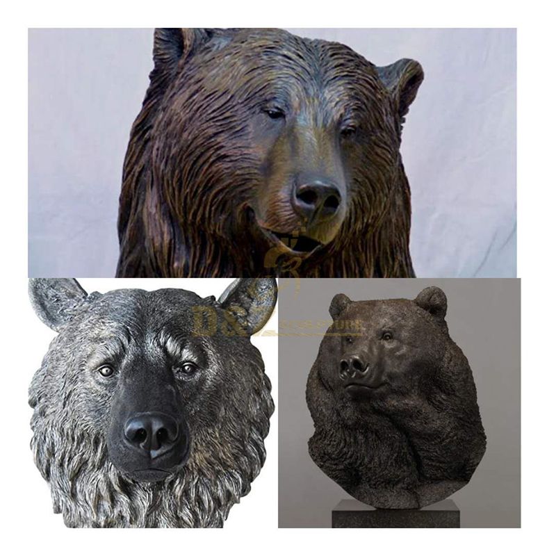 bronze bear head sculpture